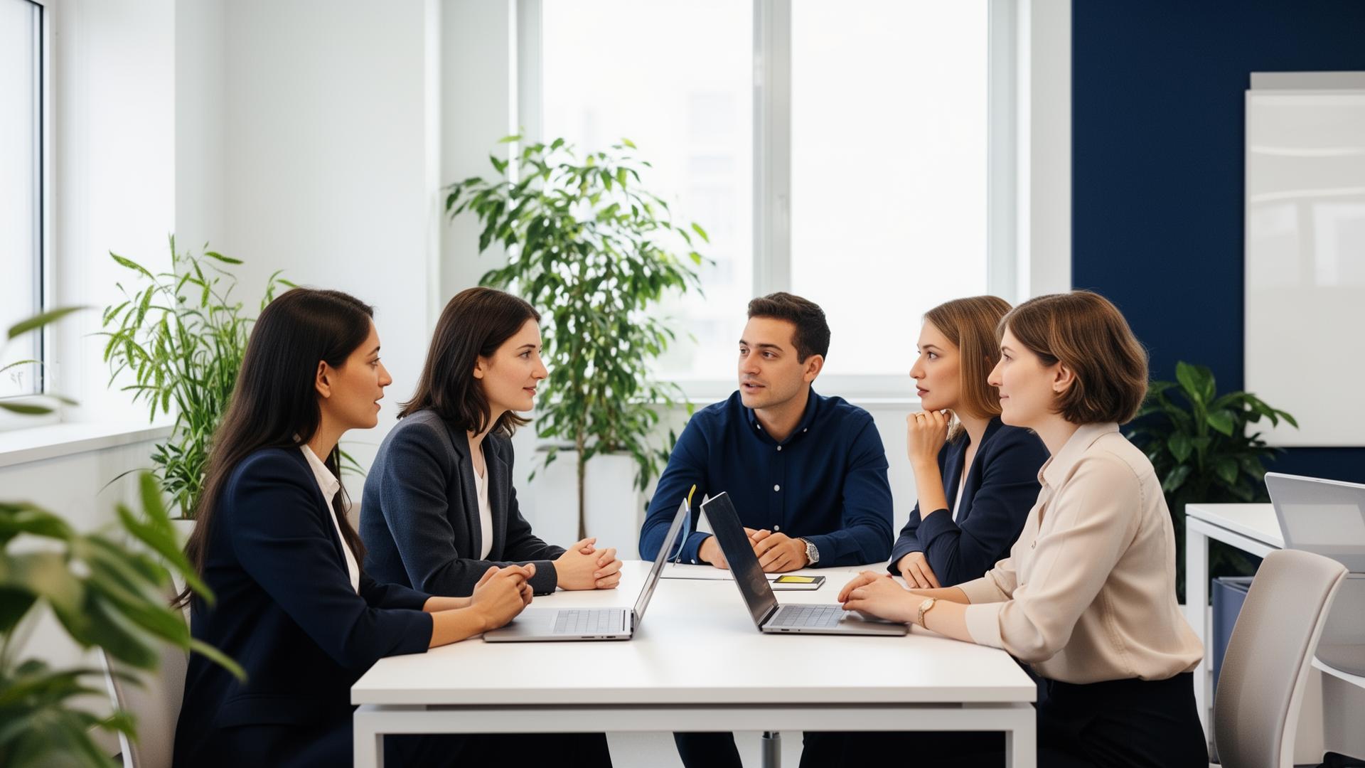 Team in einer ruhigen Besprechungssituation